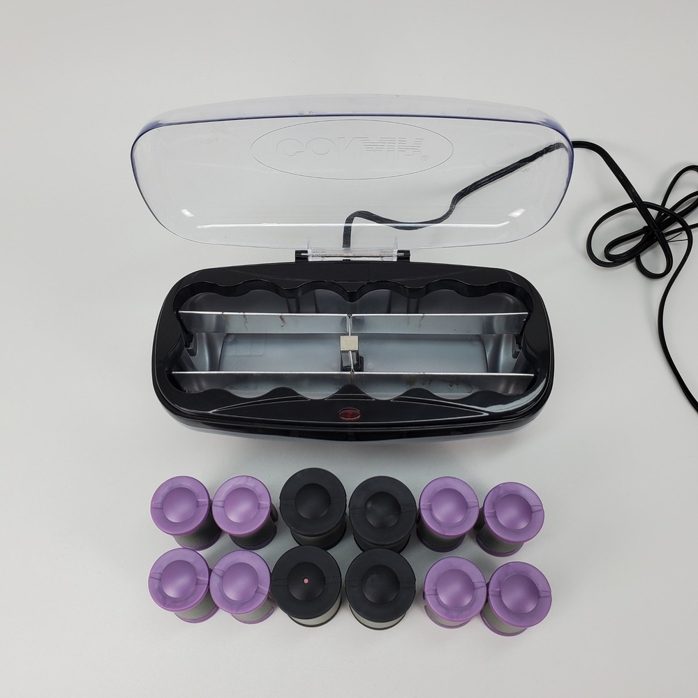 Conair Instant Heat 12 Flocked Hair Setter Rollers H28MP Purple Black NO CLIPS‎